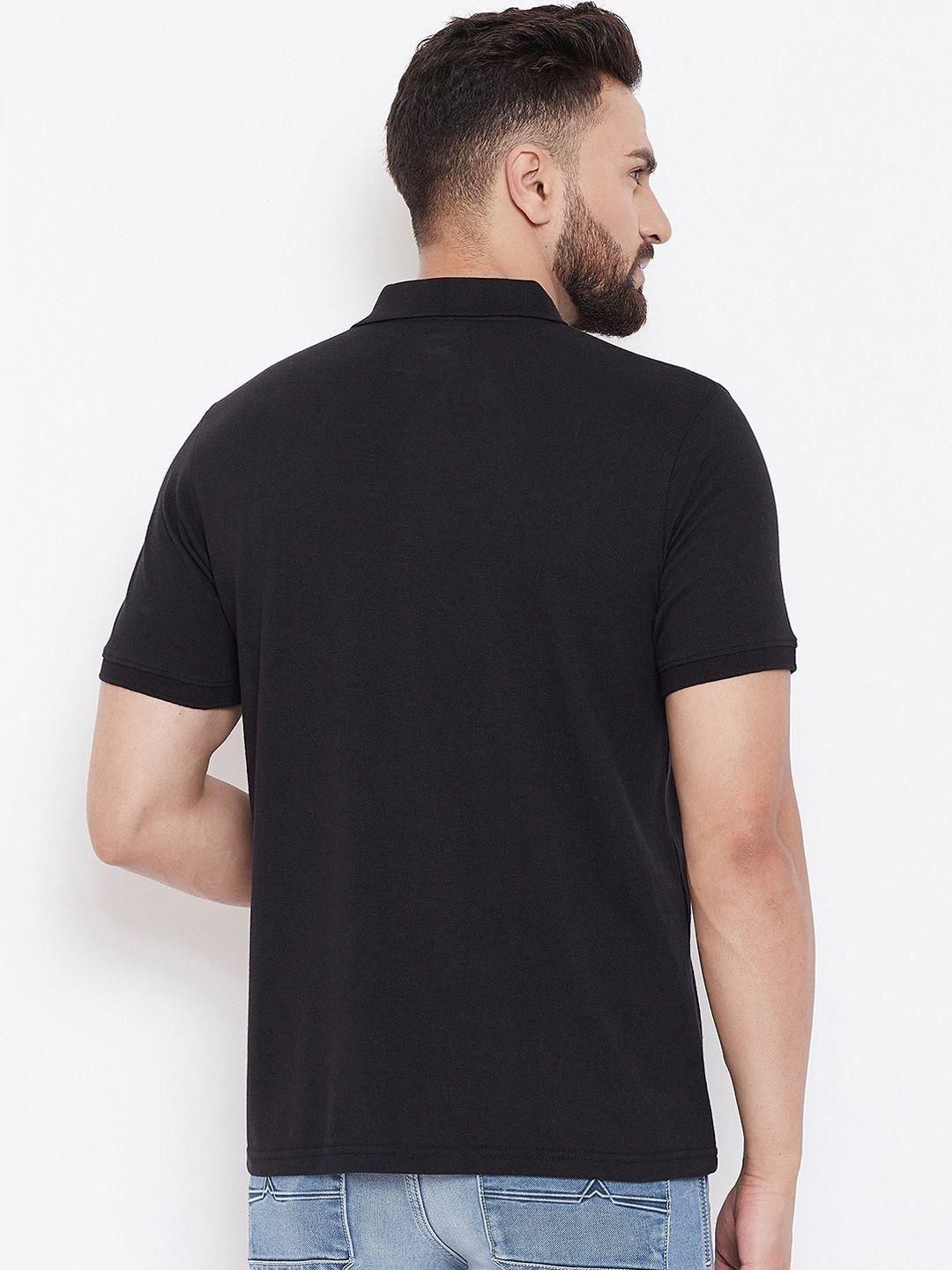 NovaWear Cotton Blend Polo T Shirt - Solid Black Comfort