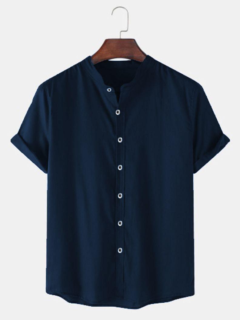 TRYTHIS Cotton Solid Half Sleeves Polo Neck Shirt - Comfort