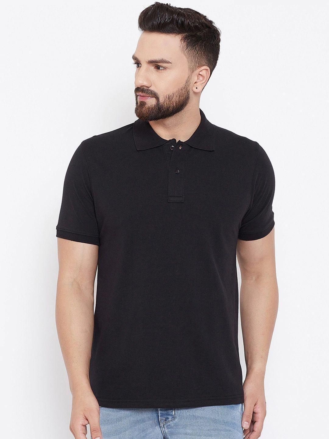 NovaWear Cotton Blend Polo T Shirt - Solid Black Comfort
