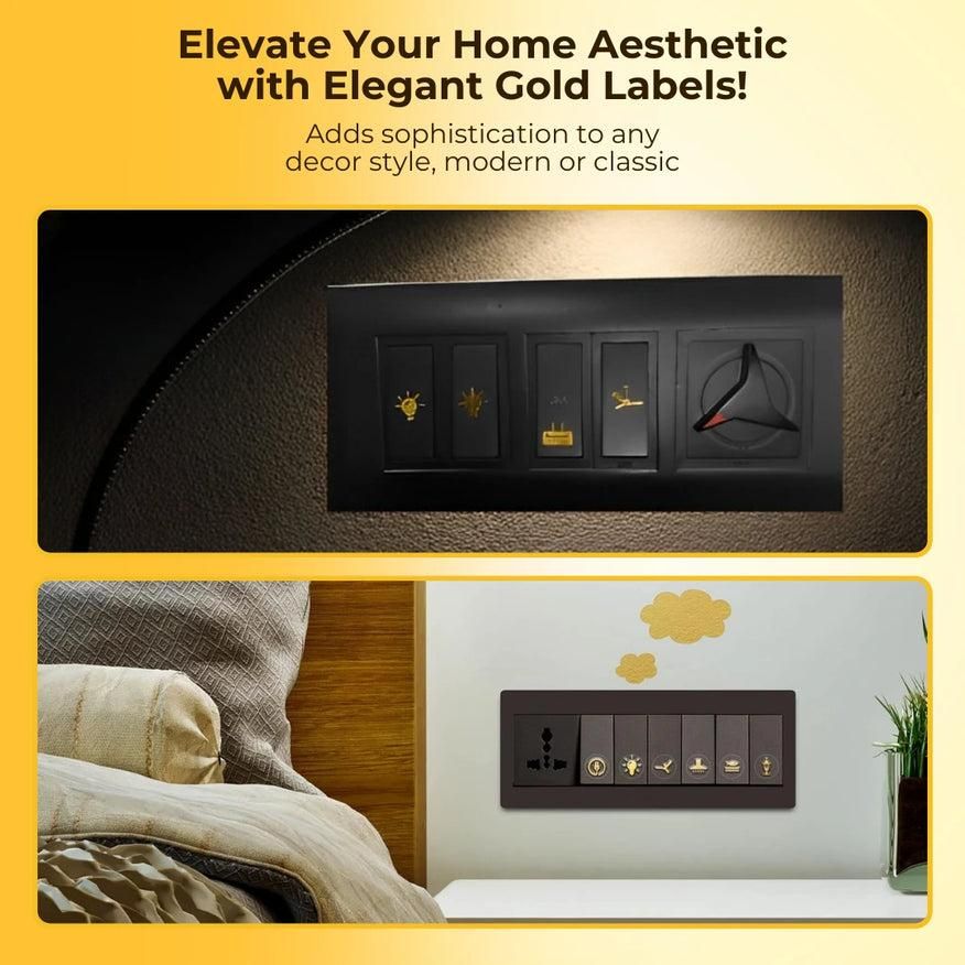 Gold Switch Stickers - Premium Gold Tone Switch Panel Icons