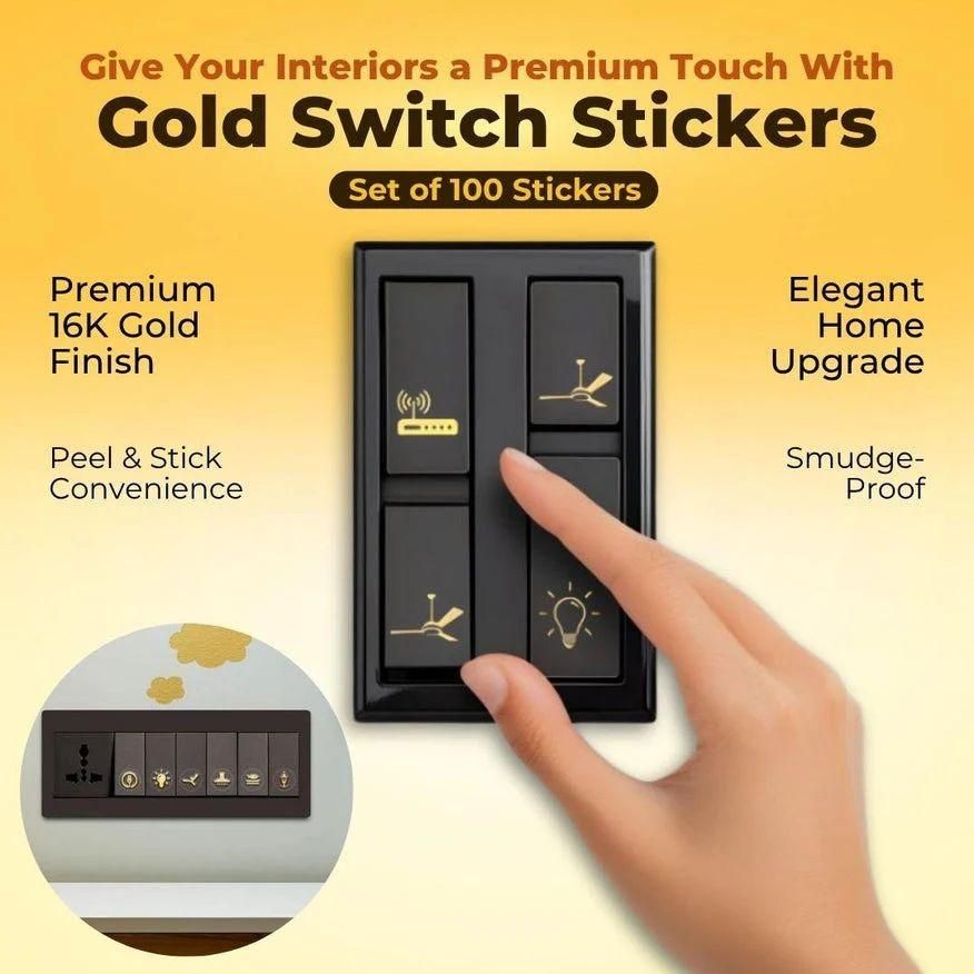 Gold Switch Stickers - Premium Gold Tone Switch Panel Icons