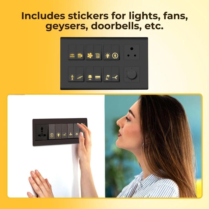 Gold Switch Stickers - Premium Gold Tone Switch Panel Icons