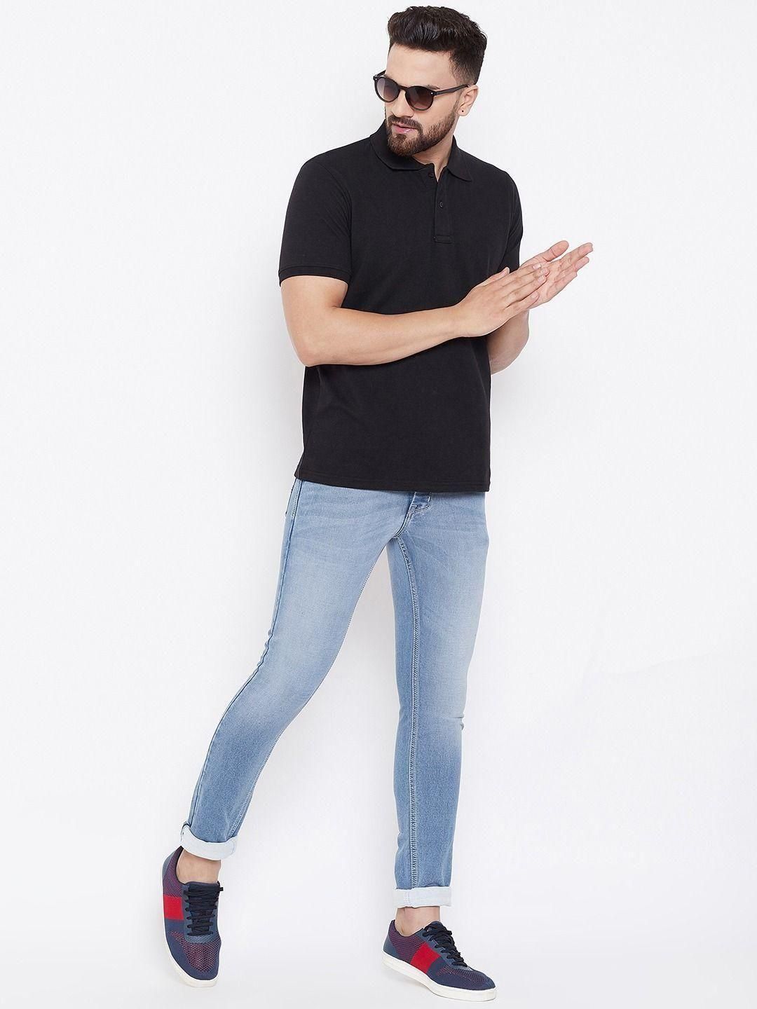 NovaWear Cotton Blend Polo T Shirt - Solid Black Comfort