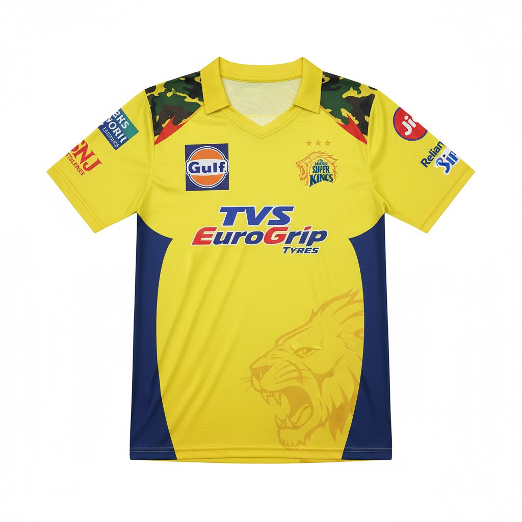 Men’s Chennai Super Kings 2025 Cricket Jersey – Dry Fit, Soft 180 GSM Fabric | Official Team T-Shirt - UniqueProductsMania