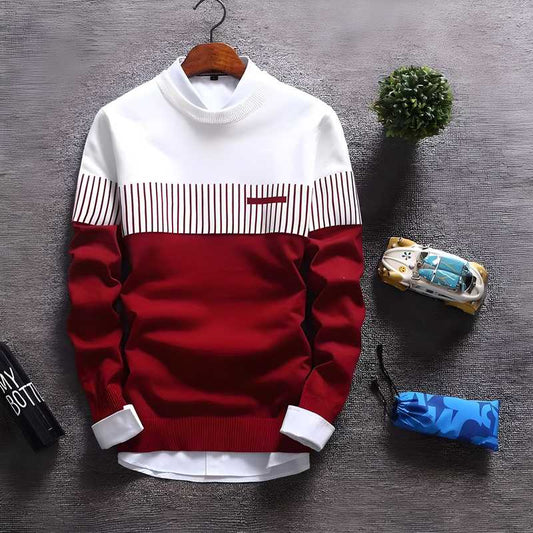 Maroon Cotton Blend Color Block Tee - Soft Comfort