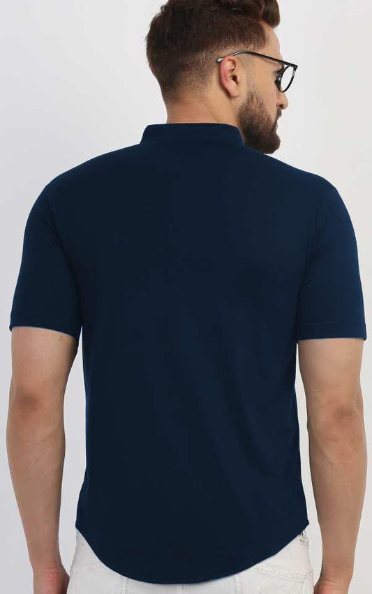 TRYTHIS Cotton Solid Half Sleeves Polo Neck Shirt - Comfort