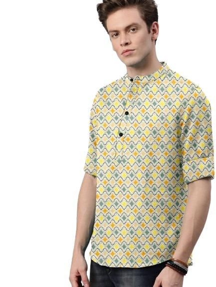 TrendLoom Mens Printed Spread Collar Shirt - Regular Fit