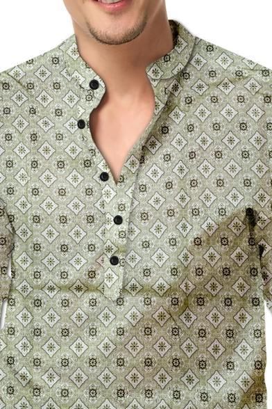 EcoCotton Men's Printed Spread Collar Casual Shirt - Cotton