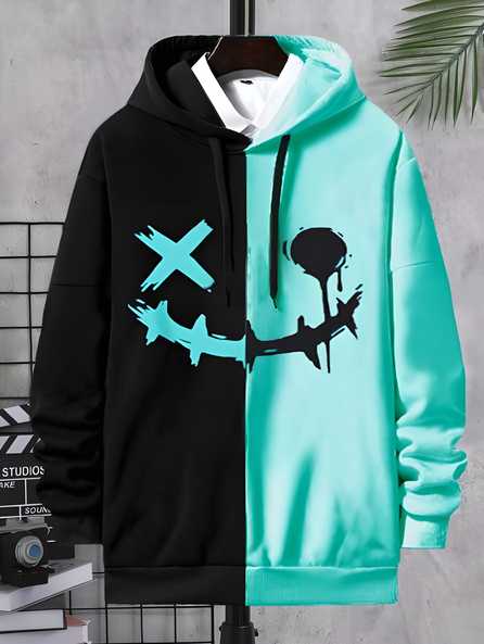 UrbanWear Cotton Printed Full Sleeves Mens Hoodie Multicolor