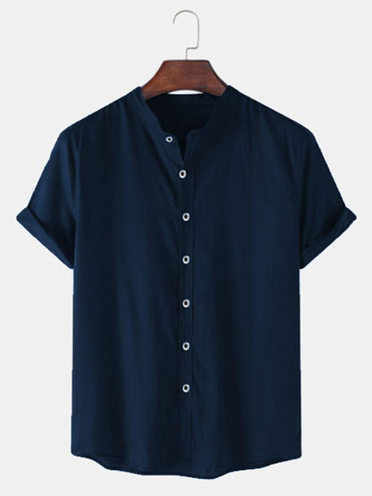 TRYTHIS Cotton Solid Half Sleeves Polo Neck Shirt - Comfort
