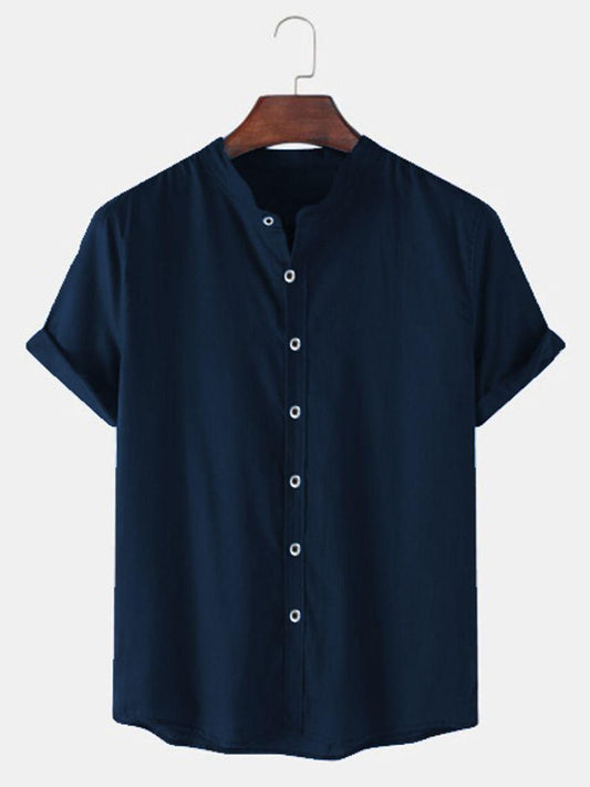 TRYTHIS Cotton Solid Half Sleeves Polo Neck Shirt - Comfort