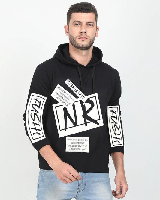Cotton Blend Printed Full Sleeves Mens Hooded Neck T Shirt