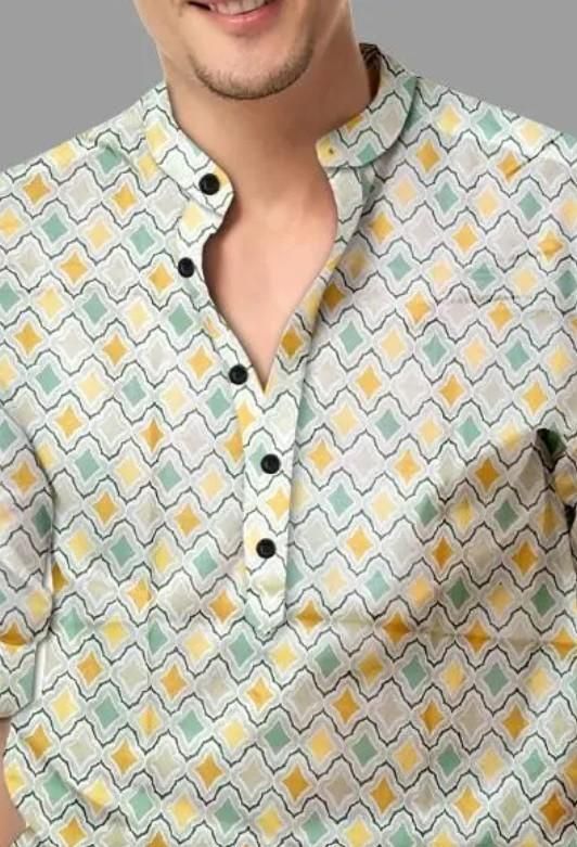 TrendLoom Mens Printed Spread Collar Shirt - Regular Fit
