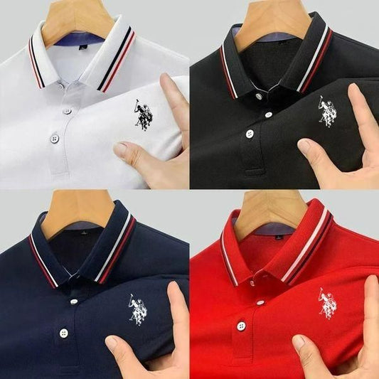 Matty Men's Solid Polo Neck Tee Pack 4 - Assorted Colors