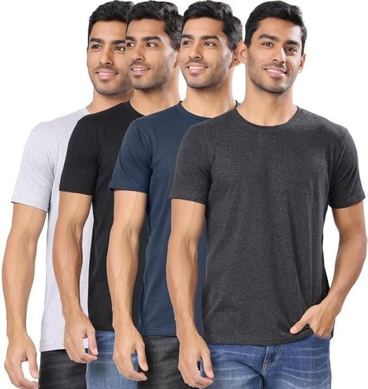 NovaWear Mens Polycotton Round Neck Tees Pack 4 Comfort