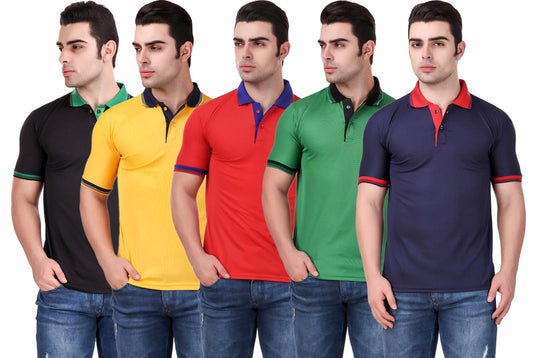 PrimeWear Combo of 5 Mens Polo T Shirt - Multicolor Pack