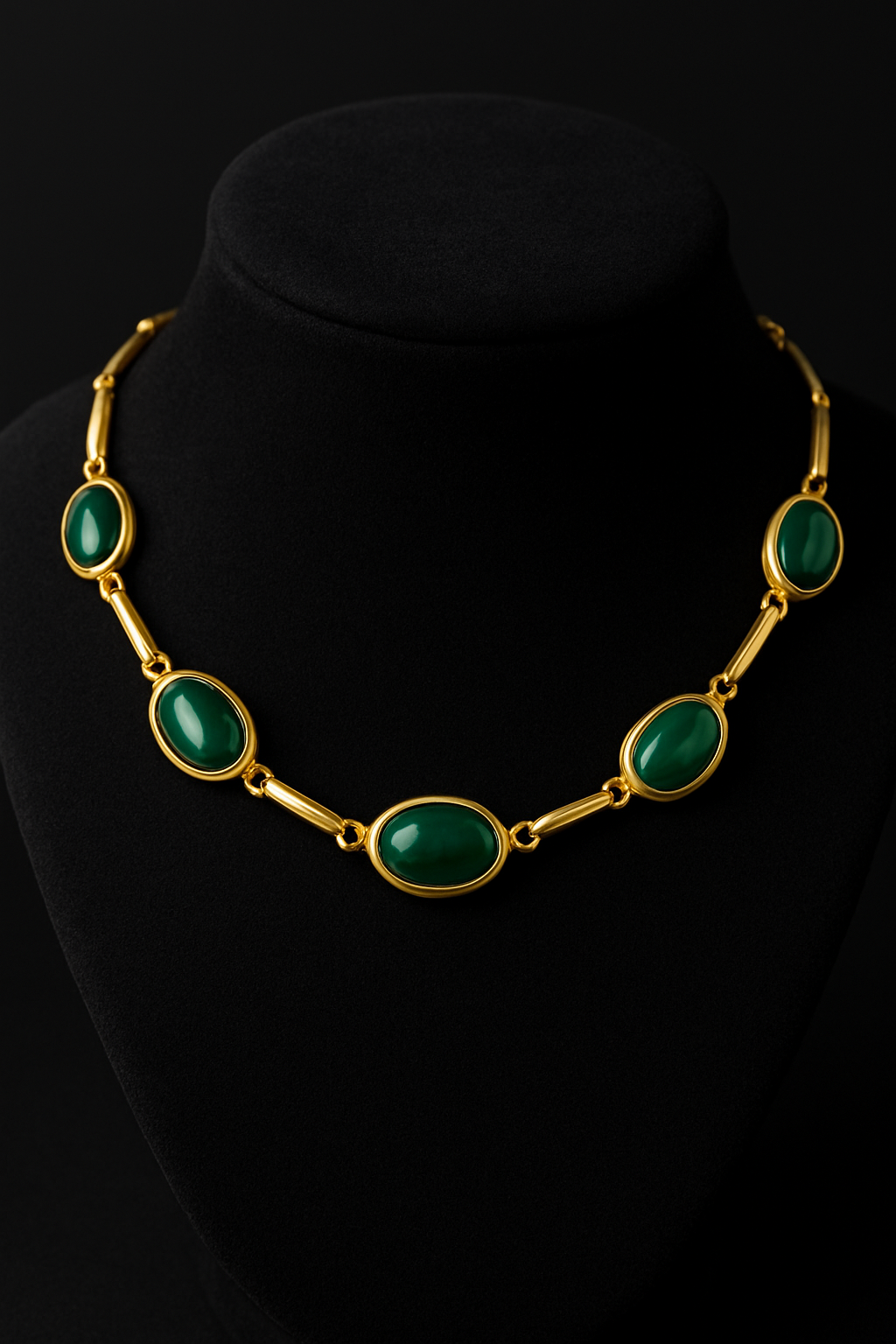 Oval Green Crystal Pendant Necklace Set With Bracelet